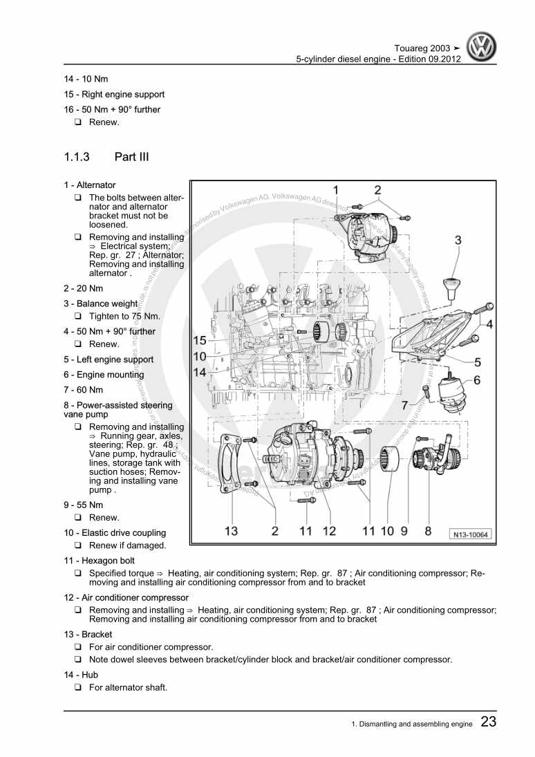 Examplepage for repair manual 2 5-cylinder diesel engine