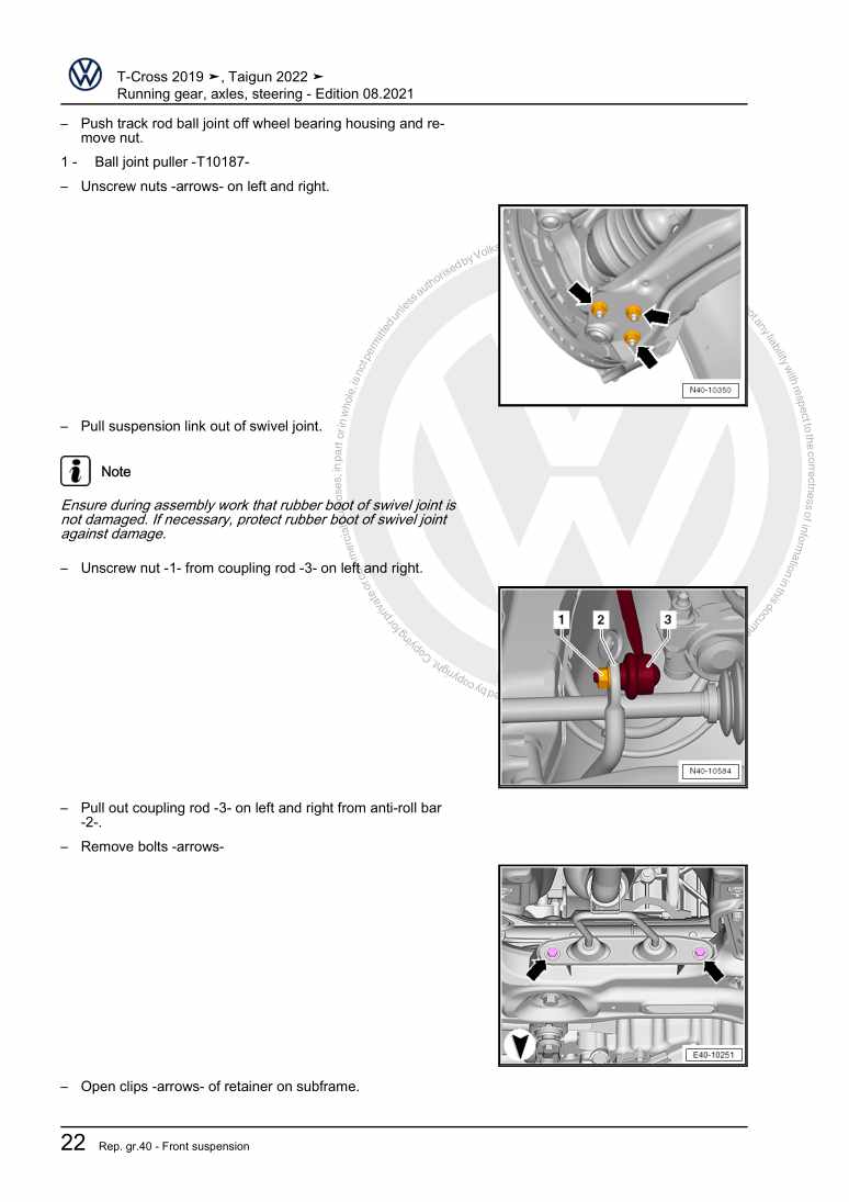 Examplepage for repair manual 2 Running gear, axles, steering