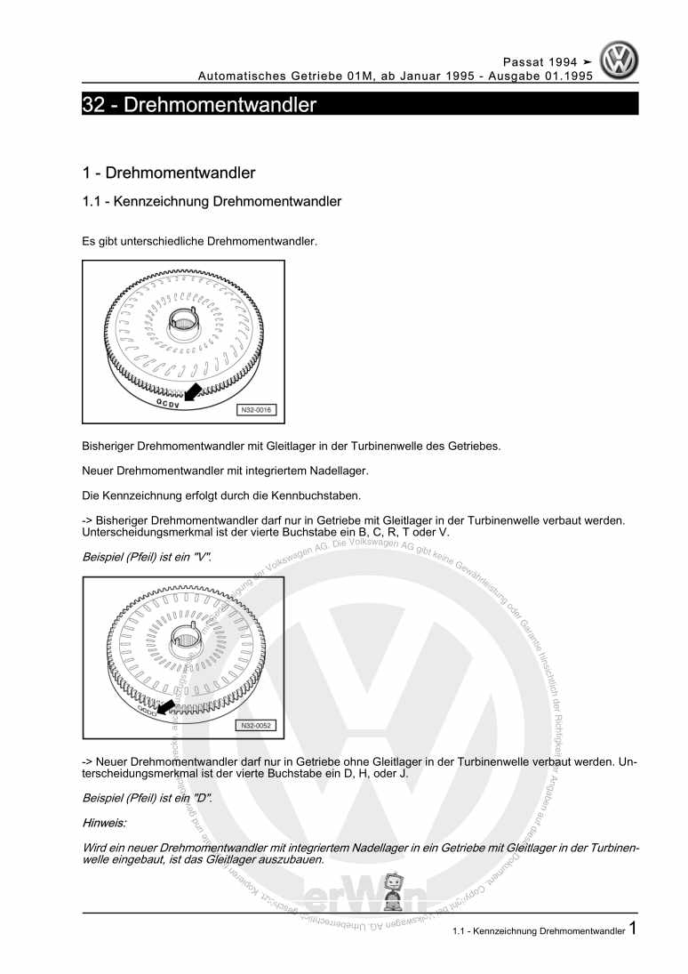 Beispielseite für Reparaturanleitung 2 Automatisches Getriebe 01M, ab Januar 1995